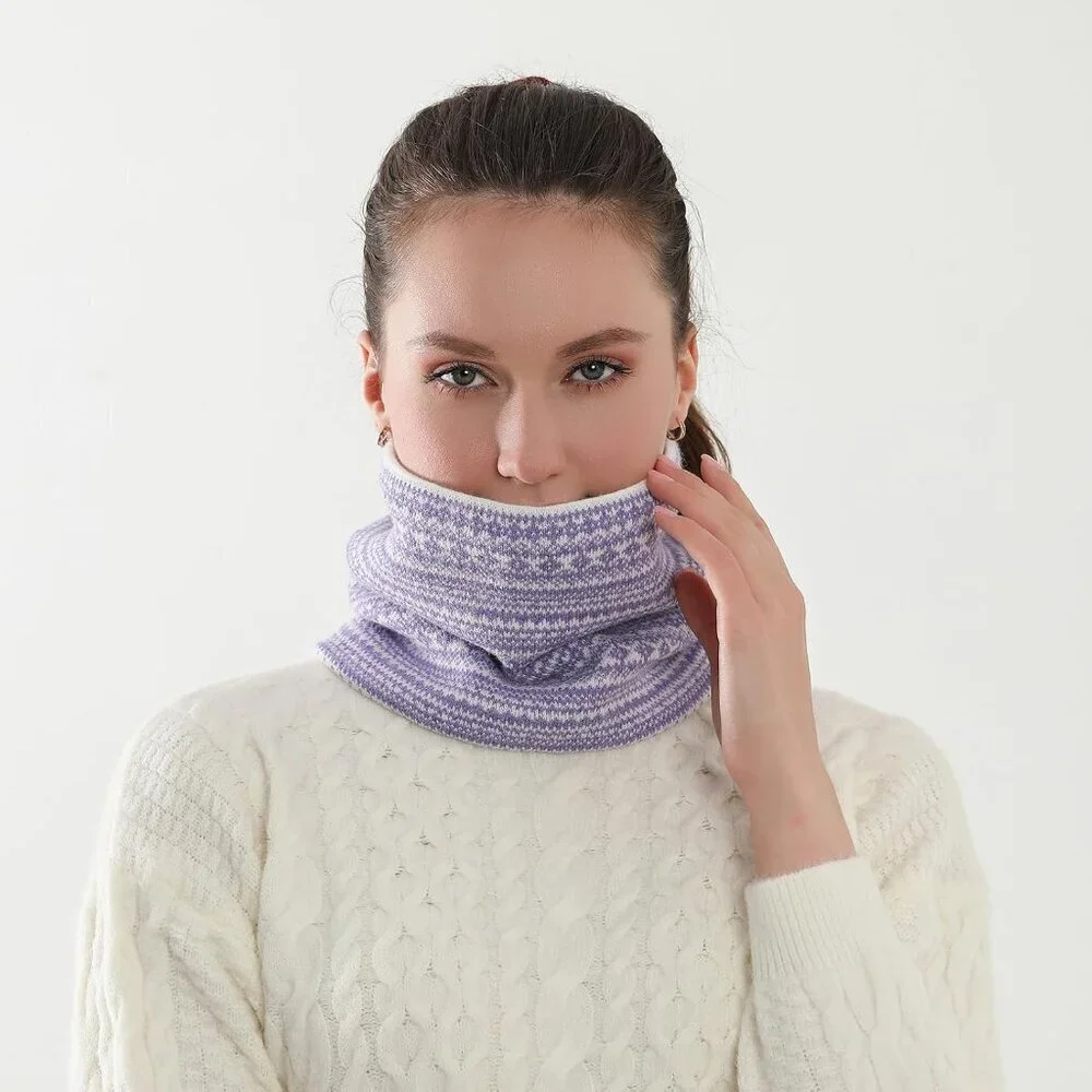 Men's Light Purple Winter Ski Neck Gaiter Face Scarf Fleece Windproof Scarves